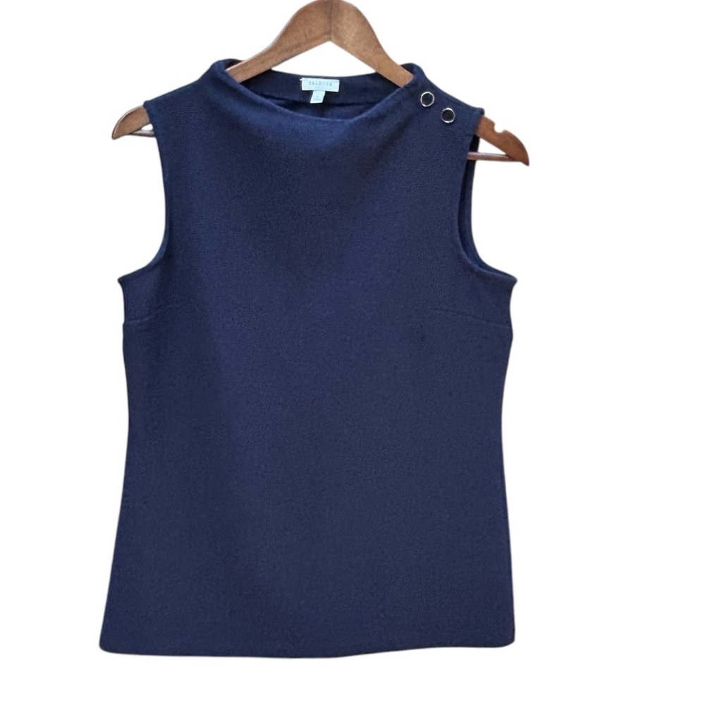 Talbots Ribbed Navy Blue Sleeveless High Neck Womens Small Pullover Shirt